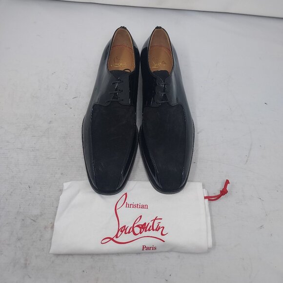 CHRISTIAN LOUBOUTIN MENS Marco Spike Patent Suede Lace Up Derby Shoe - Picture 1 of 11